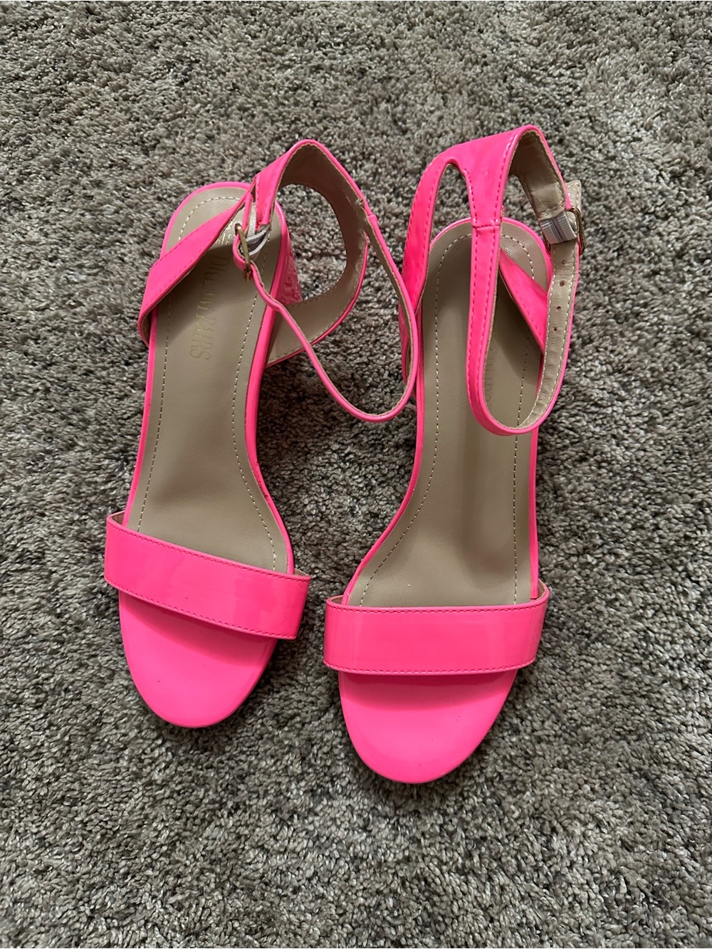 Neon Pink Ankle-Strap Block Heel Sandals